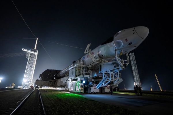 NASA’S SPACEX CREW-11 ROCKET ARRIVES AT LAUNCH PAD