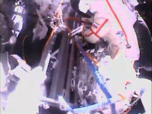 RUSSIAN COSMONAUTS BEGIN SPACEWALK OUTSIDE SPACE STATION