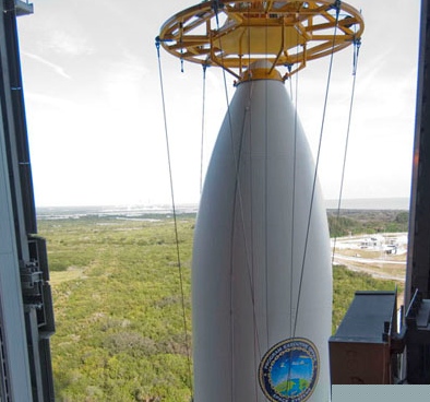 NAVY SATELLITE HOISTED ABOARD ATLAS 5 LAUNCH VEHICLE