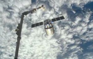 COMMERCIAL CARGO CARRIER LEAVES SPACE STATION