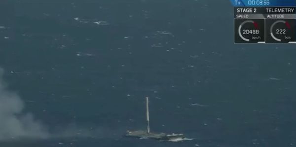  SPACEX LAUNCHES FROM CAPE, LANDS FALCON 9 FIRST STAGE ON BARGE