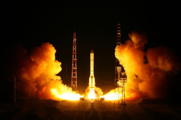 PROTON LAUNCHER TAKES OFF WITH DUAL-USE RUSSIAN COMMUNICATIONS SATELLITE
