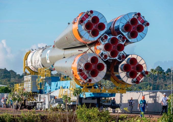 SOYUZ ROCKET ROLLS OUT FOR LAUNCH OF EUROPEAN WEATHER SATELLITE
