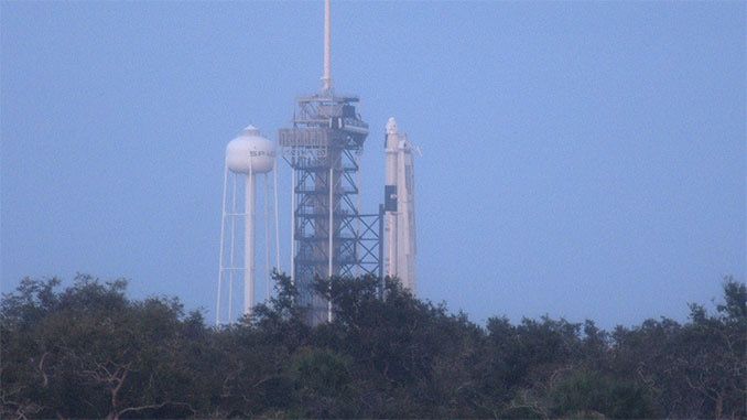 SPACEX CREW CAPSULE, FALCON 9 ROCKET ROLL OUT TO PAD 39A IN FLORIDA FOR TESTS