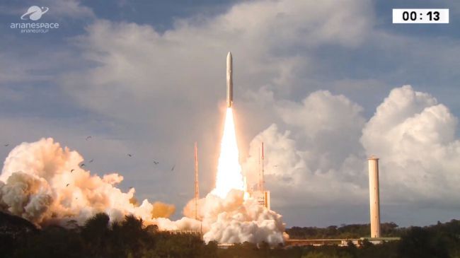 ARIANE 5 ROCKET LAUNCHES 2 NEW COMMUNICATIONS SATELLITES