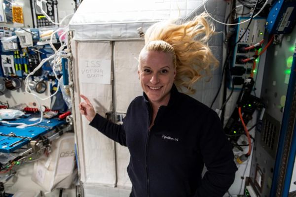 NASA ASTRONAUT KATE RUBINS CASTS HER VOTE FROM SPACE