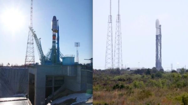 STARLINK AND ONEWEB SATELLITES READY FOR LAUNCH ON OPPOSITE SIDES OF THE WORLD