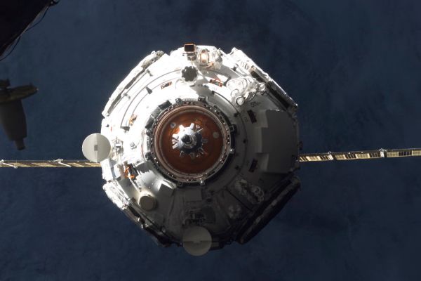 Russian node module docks with International Space Station
