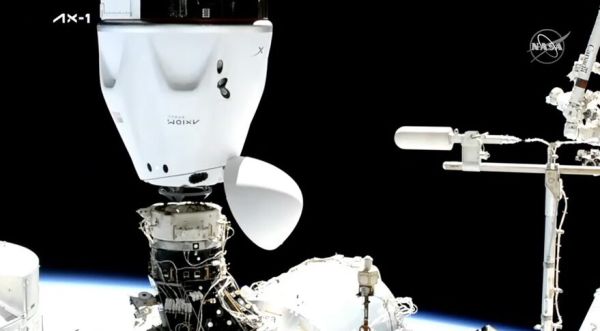 AX-1 UNDOCKS FROM SPACE STATION AFTER EXTENDED STAY