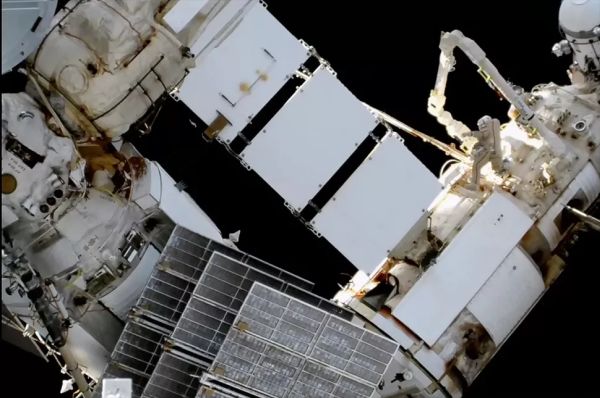 RUSSIAN COSMONAUTS MOVE VITAL RADIATOR FOR INTERNATIONAL SPACE STATION IN 5-HOUR SPACEWALK